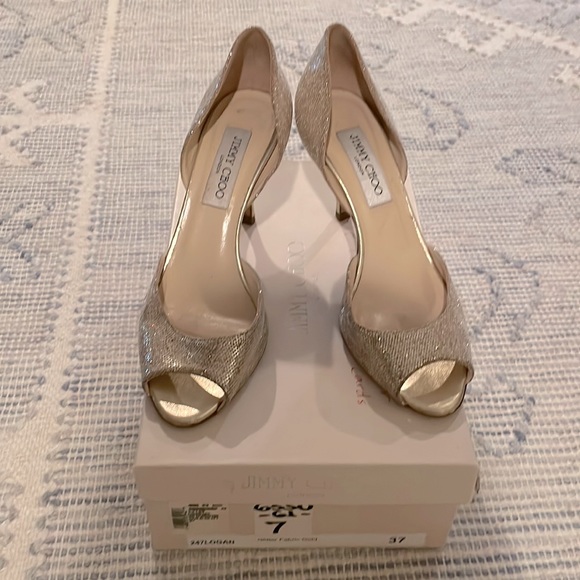 Jimmy Choo Shoes - Jimmy Choo Peep Toe / D’orsay Pump - Glitter Fabric - Size 7
